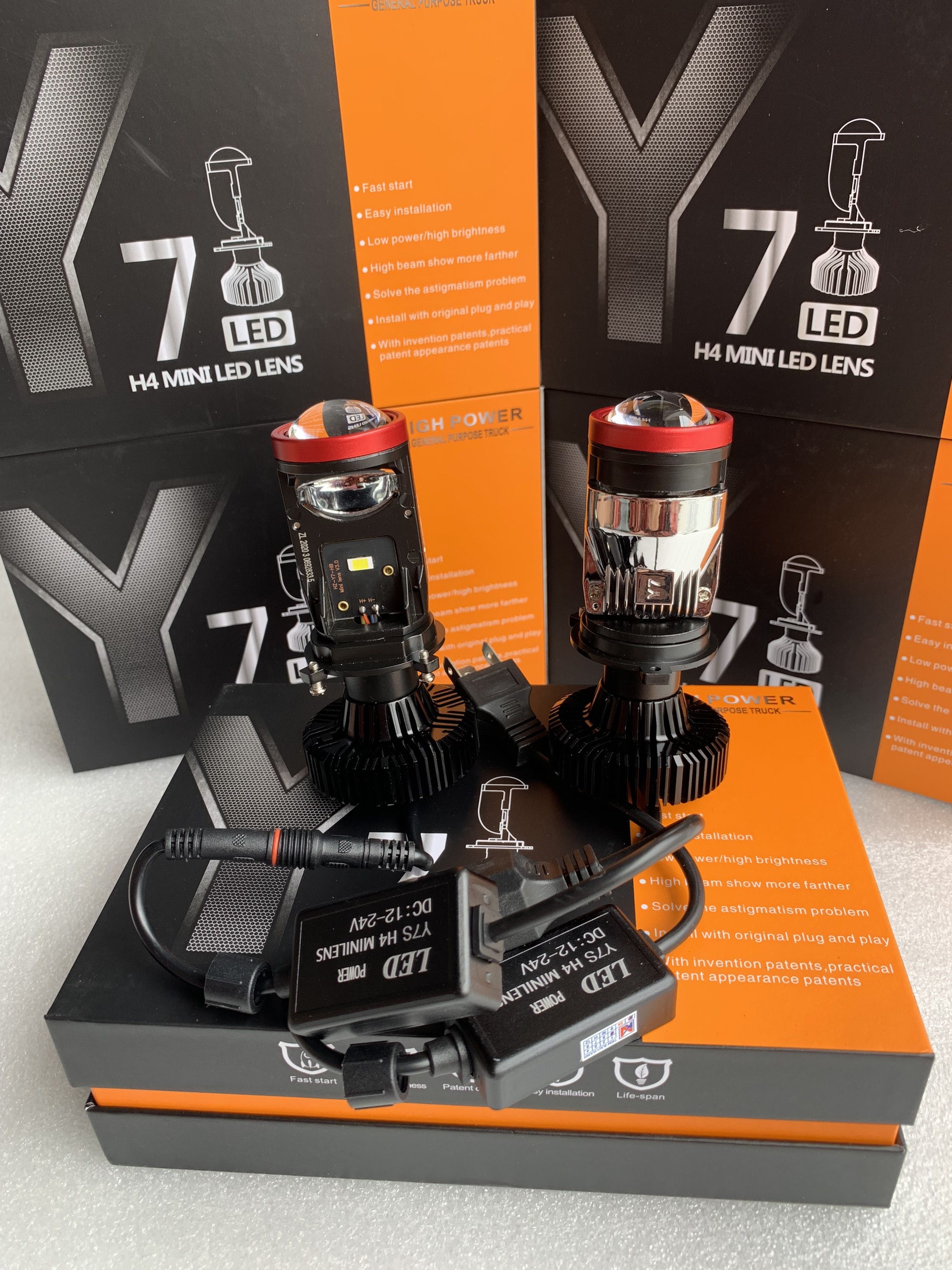 LED Bi Cầu Mini Led Y7S với 3 chế độ màu lắp oto - xe máy Chân H4 Siêu Sáng siêu bền
