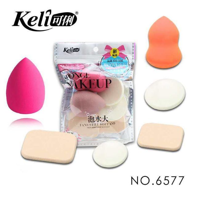 Gói 6 Bông Phấn Đủ Cỡ Keli