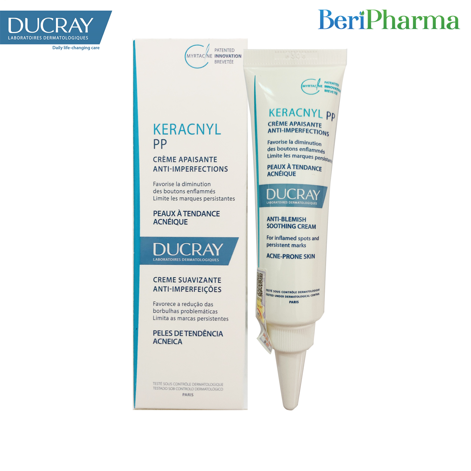 [Hcm]Ducray Kem Dưỡng Cân Bằng Dầu Giảm Viêm Mụn Keracnyl Pp Anti - Blemish Soothing Cream 30Ml