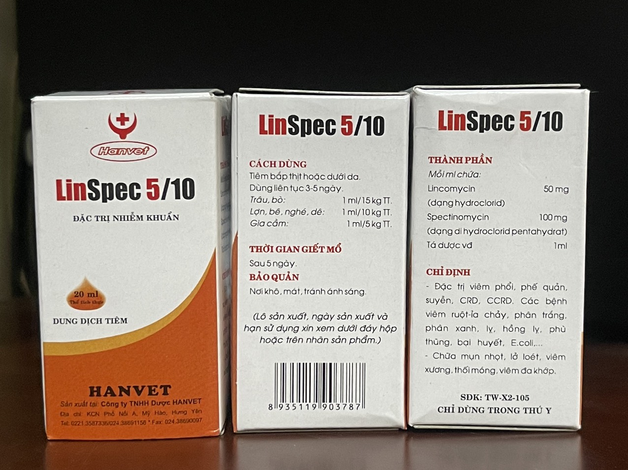 LINSPEC 5/10 Hanvet dùng cho động vật. Viêm phổi phế quản suyễn CRDCCRD... Viêm ruột ỉa chảy phân tr