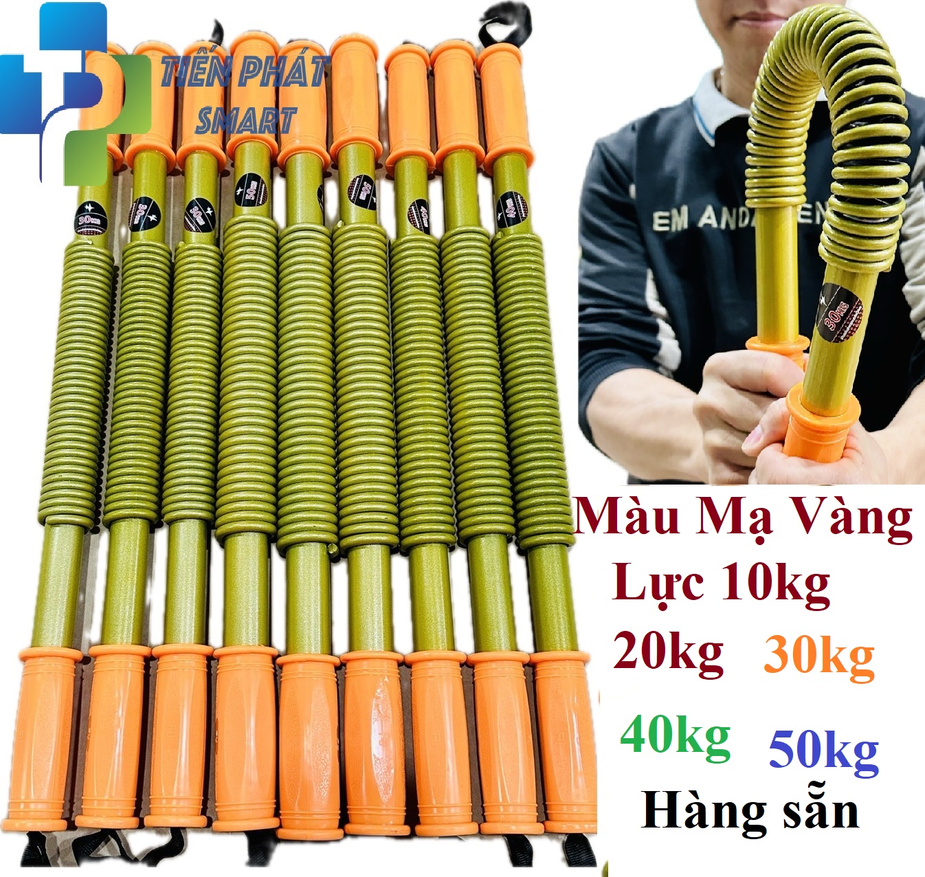 [Màu Mạ Vàng]-Gậy Bẻ Lực 10kg/20kg/30kg/40kg/50kg Tập Cơ Tay Gậy Lò Xo Nâng Cao Sức Khỏe