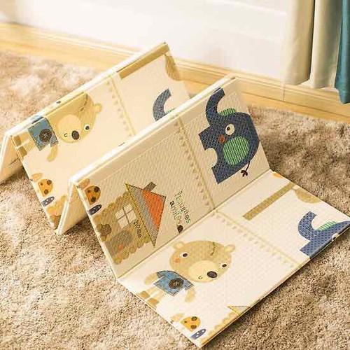Thảm xốp thảm XPE Silicone HQ hai mặt gấp gọn cho bé (1m6x2m)