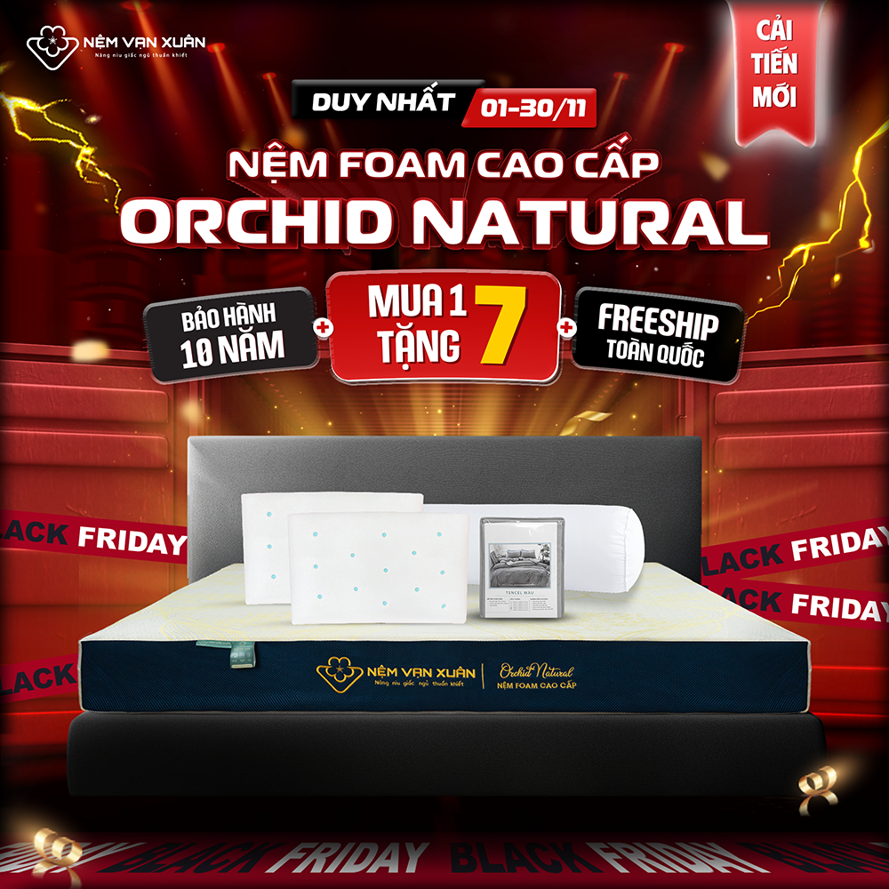 [MUA 1 TẶNG 7 - CẢI TIẾN MỚI] Nệm Foam Cao Cấp Vạn Xuân Orchid Natural Định Hình Cột Sống Nâng Đỡ Cơ