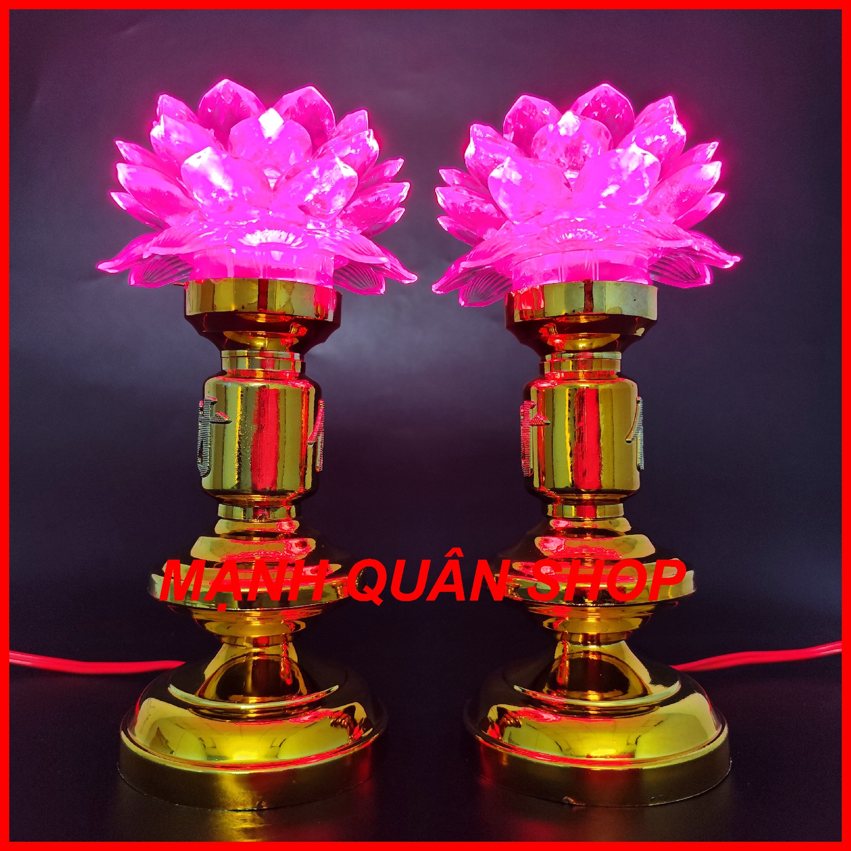 ( Hàng loại 1 ) 1 Cặp 2 đèn thờ đèn thờ quan âm bồ tát đèn bàn thờ hoa sen đèn ban thờ