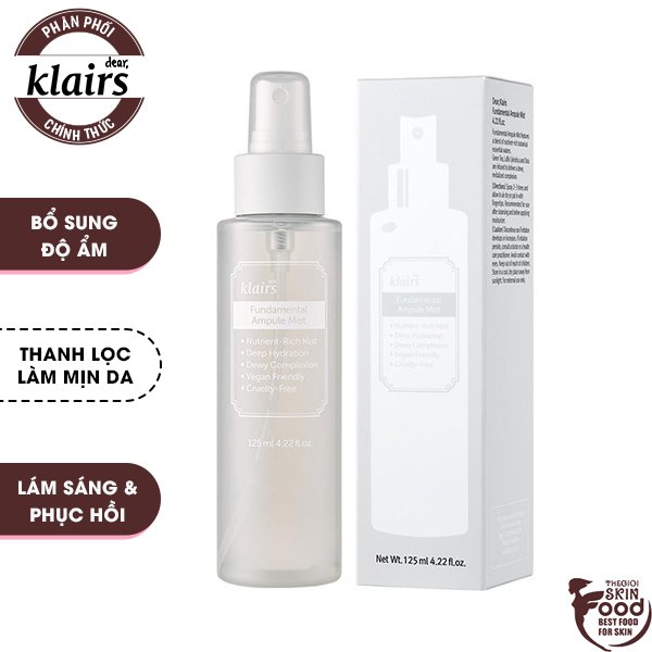 Xịt Khoáng Dưỡng Ẩm Làm Dịu Da Chống Oxy Hóa Klairs Fundamental Ampule Mist 125Ml