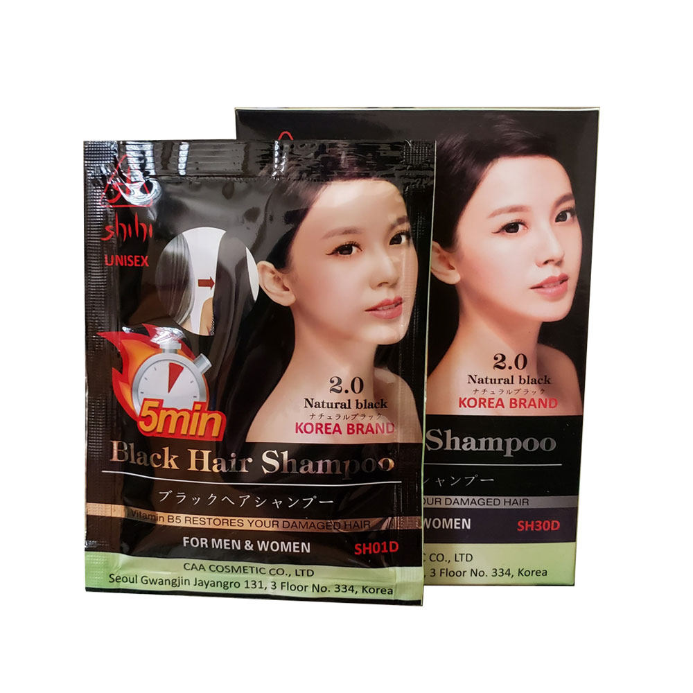 [Hcm]Dầu Gội Nhuộm Tóc Shihi Black Hair Hàn Quốc Hộp 30Mlx10 Gói ( Màu Nâu )