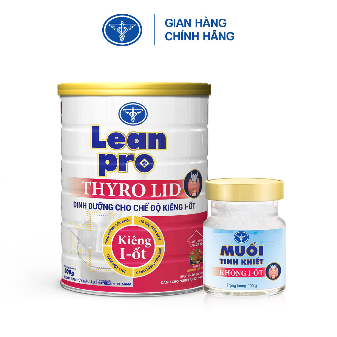 Bộ đôi muối không I-ốt và sữa Leanpro Thyro LID 900g - Dinh dưỡng cho chế độ kiêng I-ốt tuyến giáp