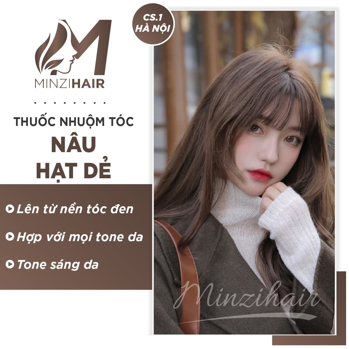 Thuốc Nhuộm Tóc Nâu Hạt Dẻ | Lên Từ Nền Đen - Minzihair