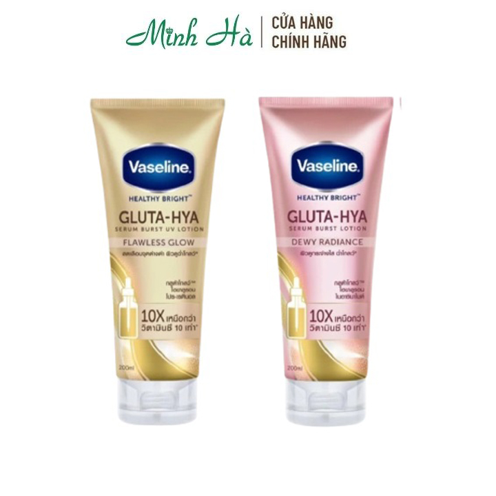 Sữa dưỡng thể trắng da Vaseline Healthy Bright Gluta HYA Serum Burst Lotion 10X Thái Lan 330ml giúp mờ thâm và làm đều màu da