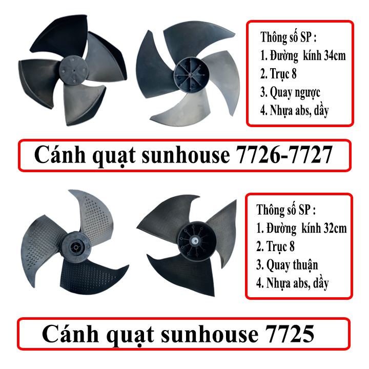 Cánh quạt hơi nước SUNHOUSE SHD 7725/7726/7727