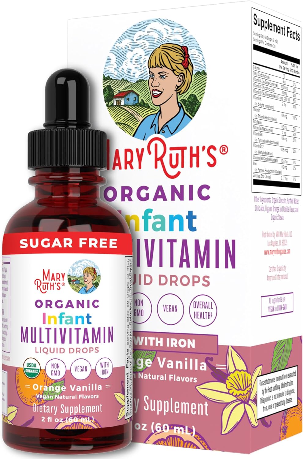 Multivitamin hữu cơ dạng lỏng cho bé Mary Ruth’s Organic Multivitamin with Iron Liquid Drops 60ml