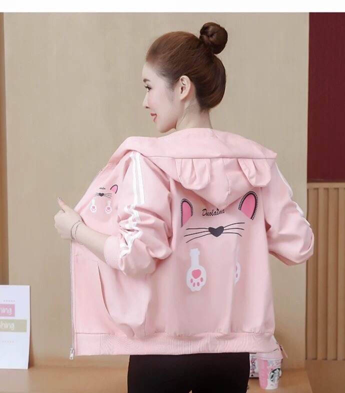 Áo khoác nữ tai mèo style Hàn Quốc áo khoác dù chất lượng siêu bền áo khoác gió nữ đi học đi chơi chống nắng áo khoác dễ thương [FREESHIP]