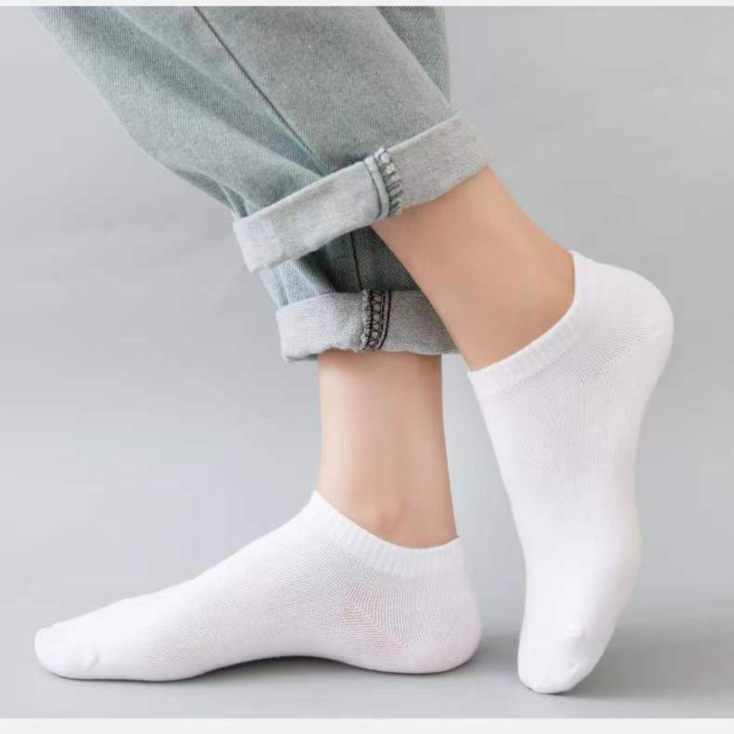 Tất Thể Thao Nam Nữ Vải Cotton 4 Chiều Thoáng Khí Vớ Trơn Cổ Ngắn Màu Sắn Đơn Giản Chống Thấm Hút Mồ