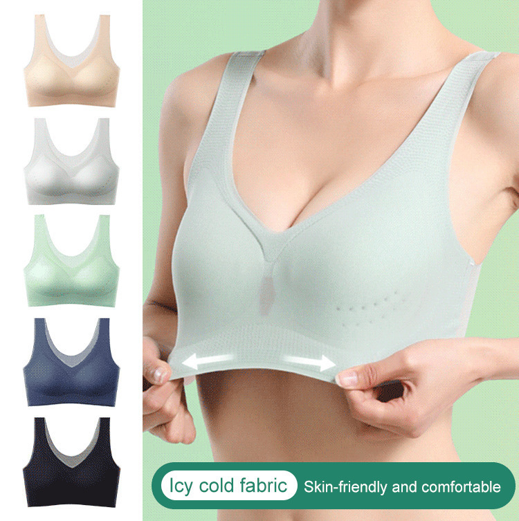 Ultra-thin ice silk seamless underwear women's big breasts show