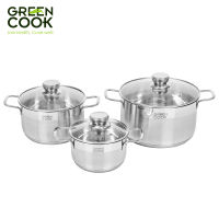 Bộ nồi Inox 5 đáy cao cấp Green Cook GCS232-T1 siêu bền sử dụng được trên bếp từ - Hàng chính hãng greencook