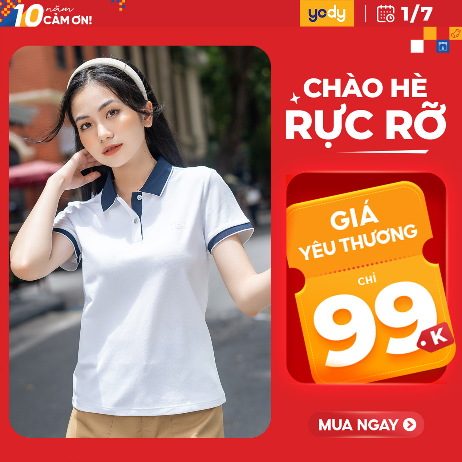 Áo phông polo nữ cafe phối nẹp YODY áo thun có cổ chống tia UV thoáng mát dễ phối đồ APN3700-GREY