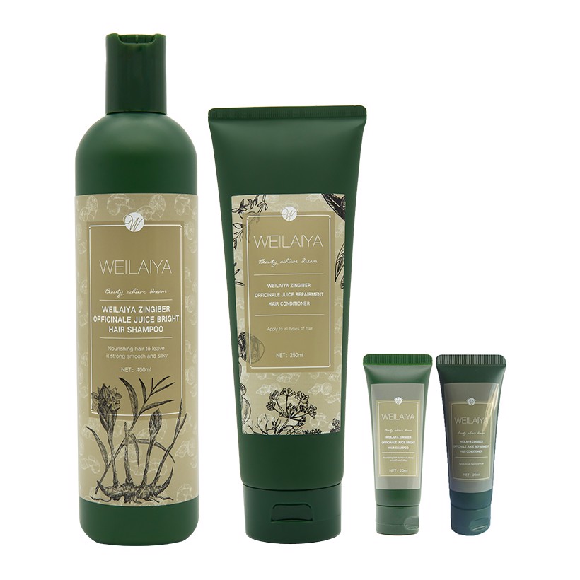 Bộ Dầu Gội Và Dầu Xả Hà Thủ Ô Weilaila Zingiber Officinale Juice Hair Strength 400Ml Chính Hãng 400 + 250 Ml