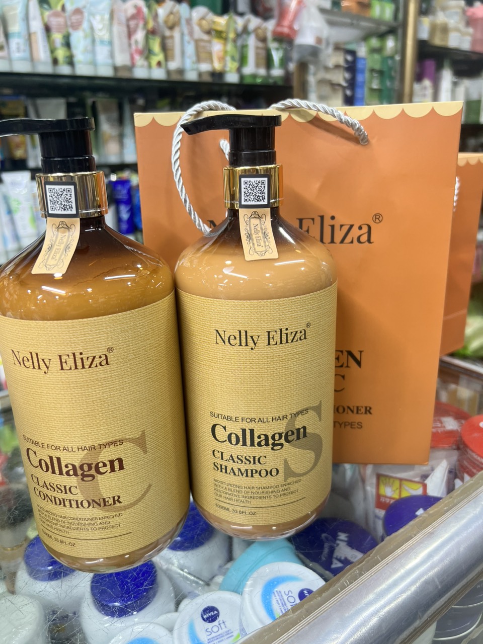 Cặp Dầu Gội Xả Mềm Mượt Collagen Nelly Eliza 1000ml x2