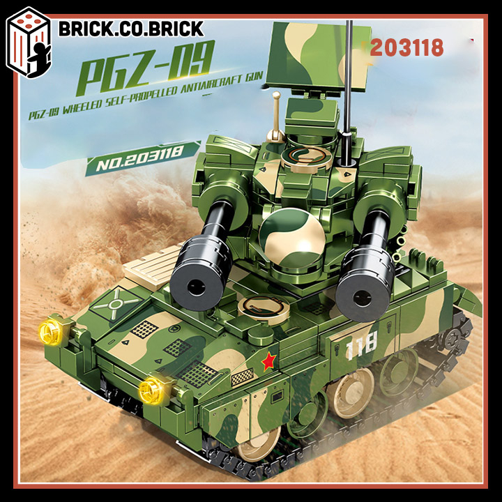 Đồ chơi Lắp ráp Bộ Mô hình Xe tăng Quân sự Tank Phòng Không PGZ-09 Sembo Block 203118