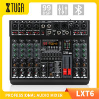 Xtuga Lxt6 Dj Mixer 6 Kênh Đa Năng Chuyên Nghiệp Bộ trộn âm thanh Hỗ Trợ Bluetooth/USB/MP3 Phát Lại Được Xây Dựng-Trong 99 DSP Hiệu Ứng Kỹ Thuật Số Với 48V nguồn phantom 7-Band Equalizer hiệu ứng reverb Bàn điều khiển phối khí