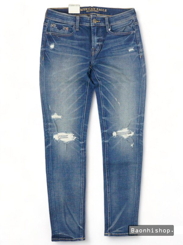 QUẦN JEANS NAM AMERICAN EAGLE OUTFITTERS WASHED DISTRESSED SKINNY JEANS - SIZE 30