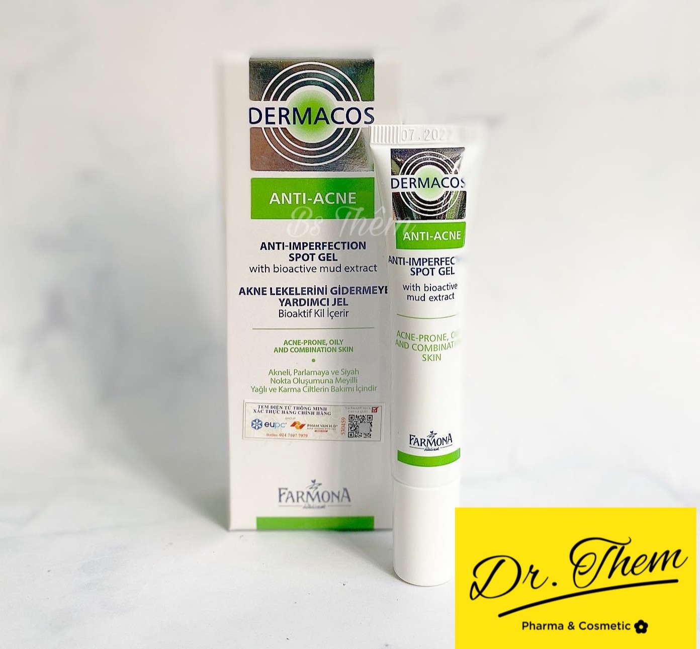 DERMACOS Gel Chấm Mụn Farmona Dermacos Anti Acne Imperfection Spot Gel - Kem giảm Mụn Chứa Bùn Hoạt Tính