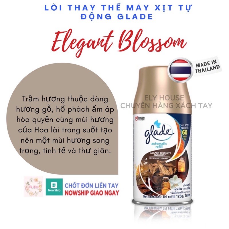 [HCM]Lõi thay thế máy xịt tự động Glade hương trầm (Elegant Blossom and Out)