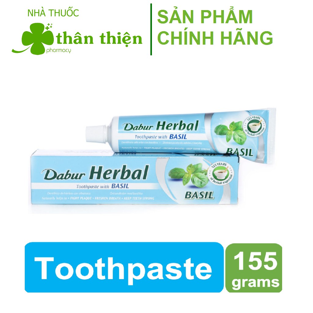 Kem Đánh Răng Dabur Herbal Toothpaste With Basil Lá Húng Quế - Giúp Hơi Thở Thơm Mát Răng Chắc Khỏe 155G