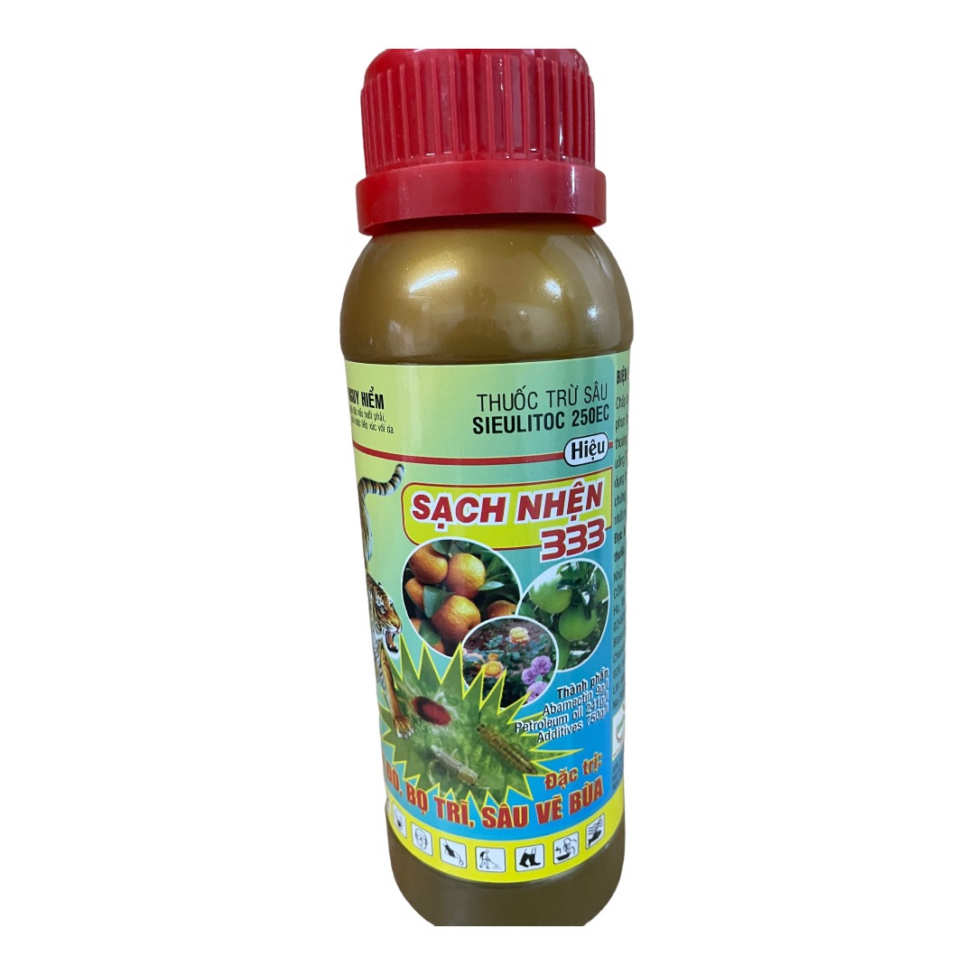 Thuốc trừ sâu sinh học  hiệu SẠCH NHỆN 333 (500ml) thuốc trừ nhện đỏ sâu vẽ bùa bọ trĩ trên cây hoa 