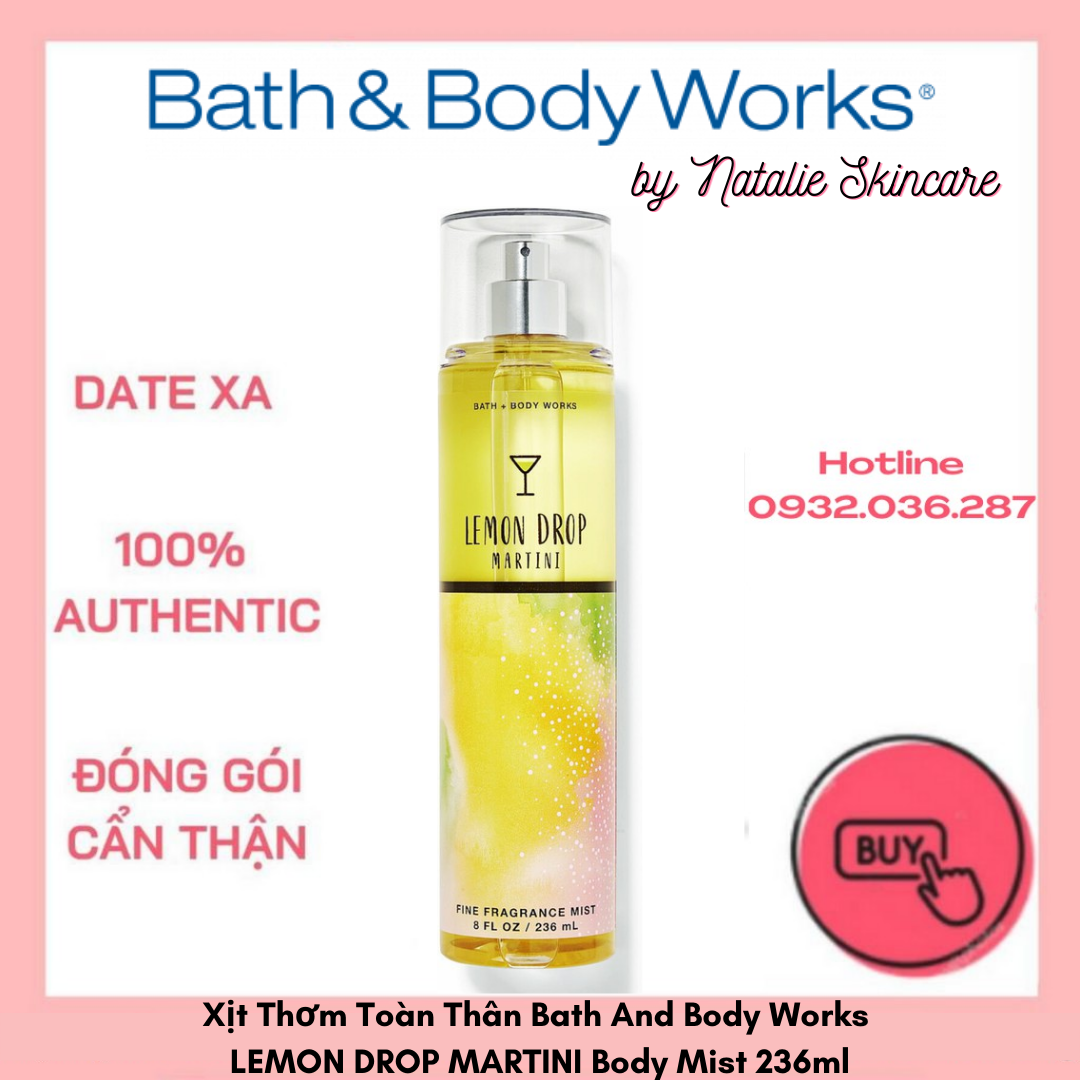 [Hcm]Xịt Thơm Toàn Thân Bath And Body Works Lemon Drop Martini Body Mist 236Ml