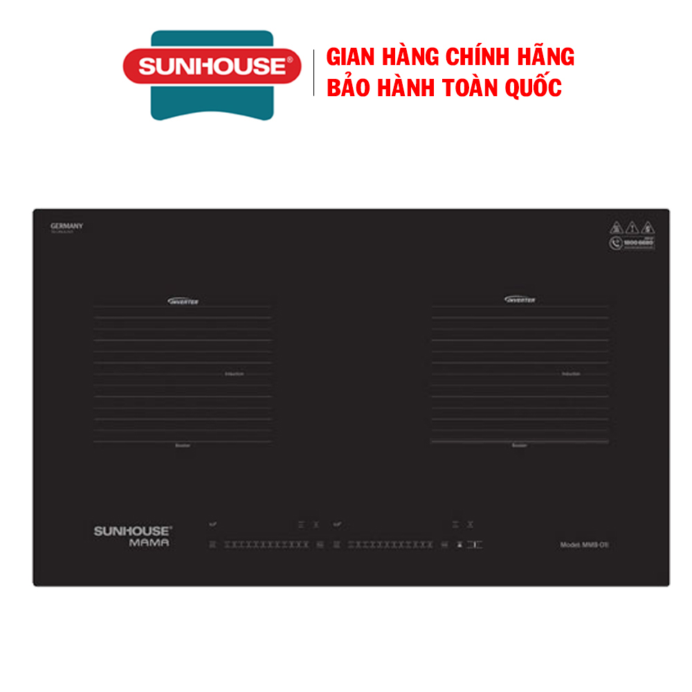 Bếp đôi điện từ Sunhouse MAMA MMB-01I - Kích thước 730x430mm, màu đen