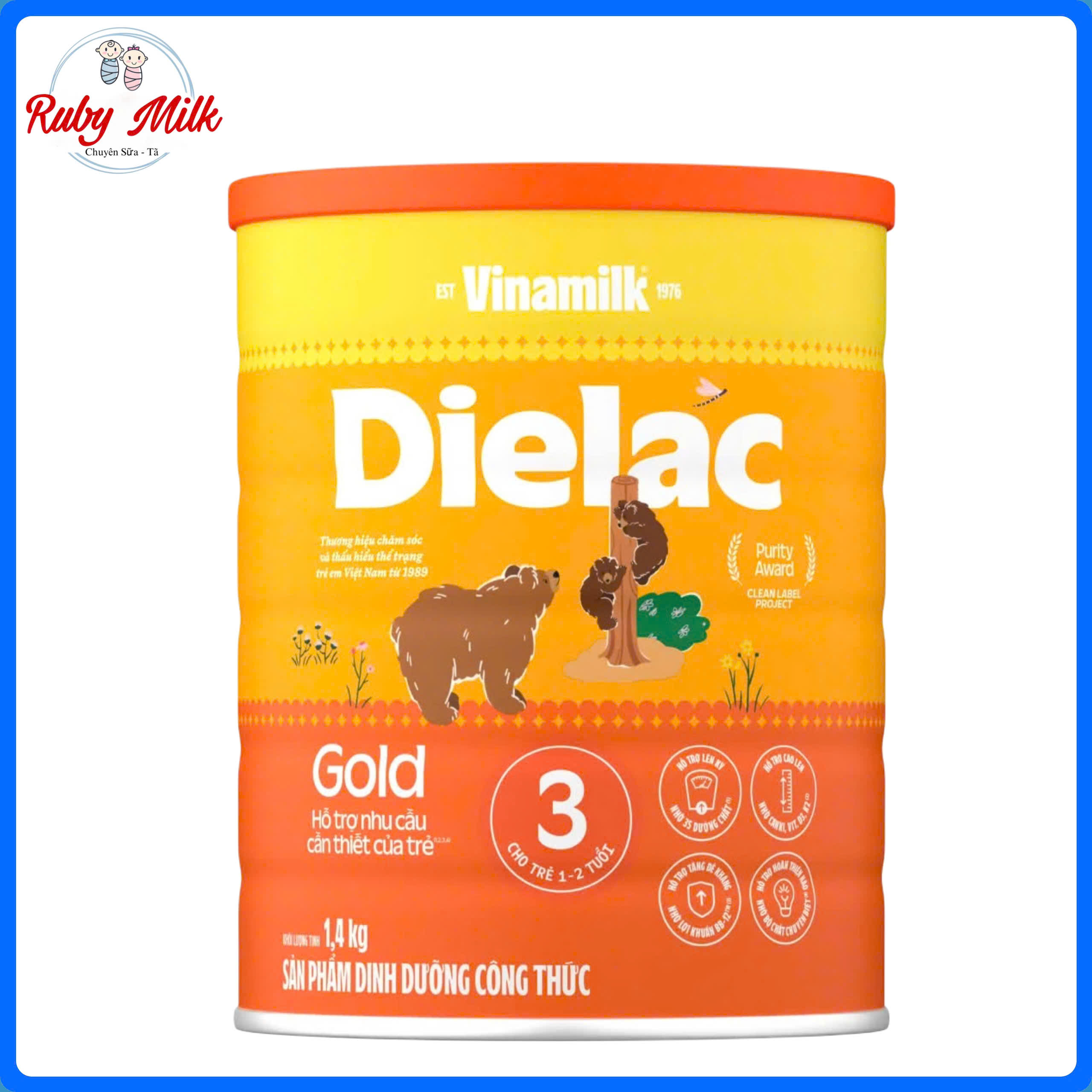 Sữa bột Dielac Alpha Gold 3 - lon 1.4kg (cho trẻ từ 1 - 2 tuổi)