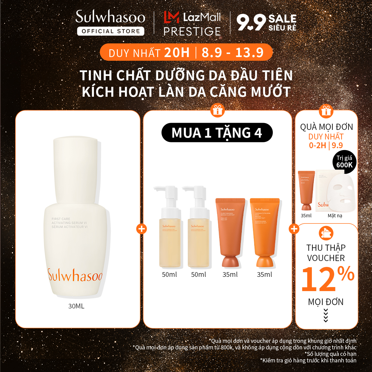 [DUY NHẤT 0-2H | 9.9 - VOUCHER 12% + QUÀ THÊM 600K]Tinh chất dưỡng da đầu tiên kích hoạt làn da căng