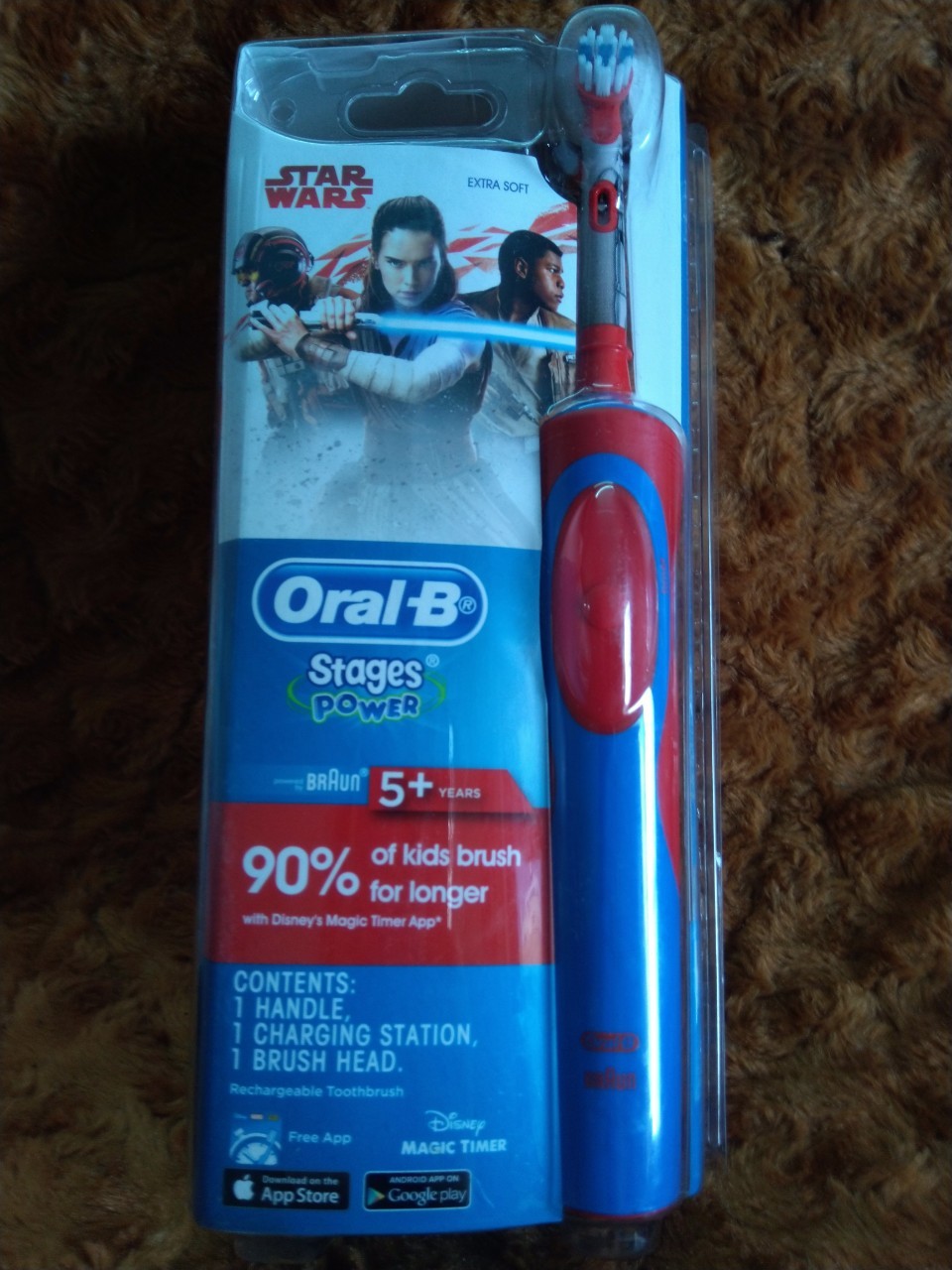 Bàn chải điện Oral-B Junior Star Wars - Trắng họa tiết, 123g, Làm sạch hàng ngày & Nhạy cảm