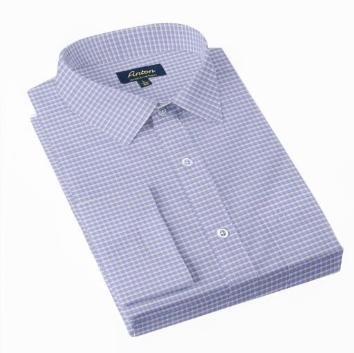 HOÀN TIỀN 15% - Áo Sơ Mi Nam Trung Niên Công Sở Anton Somianton Dài Tay Vải Cotton Kẻ Caro Xanh Nhỏ 