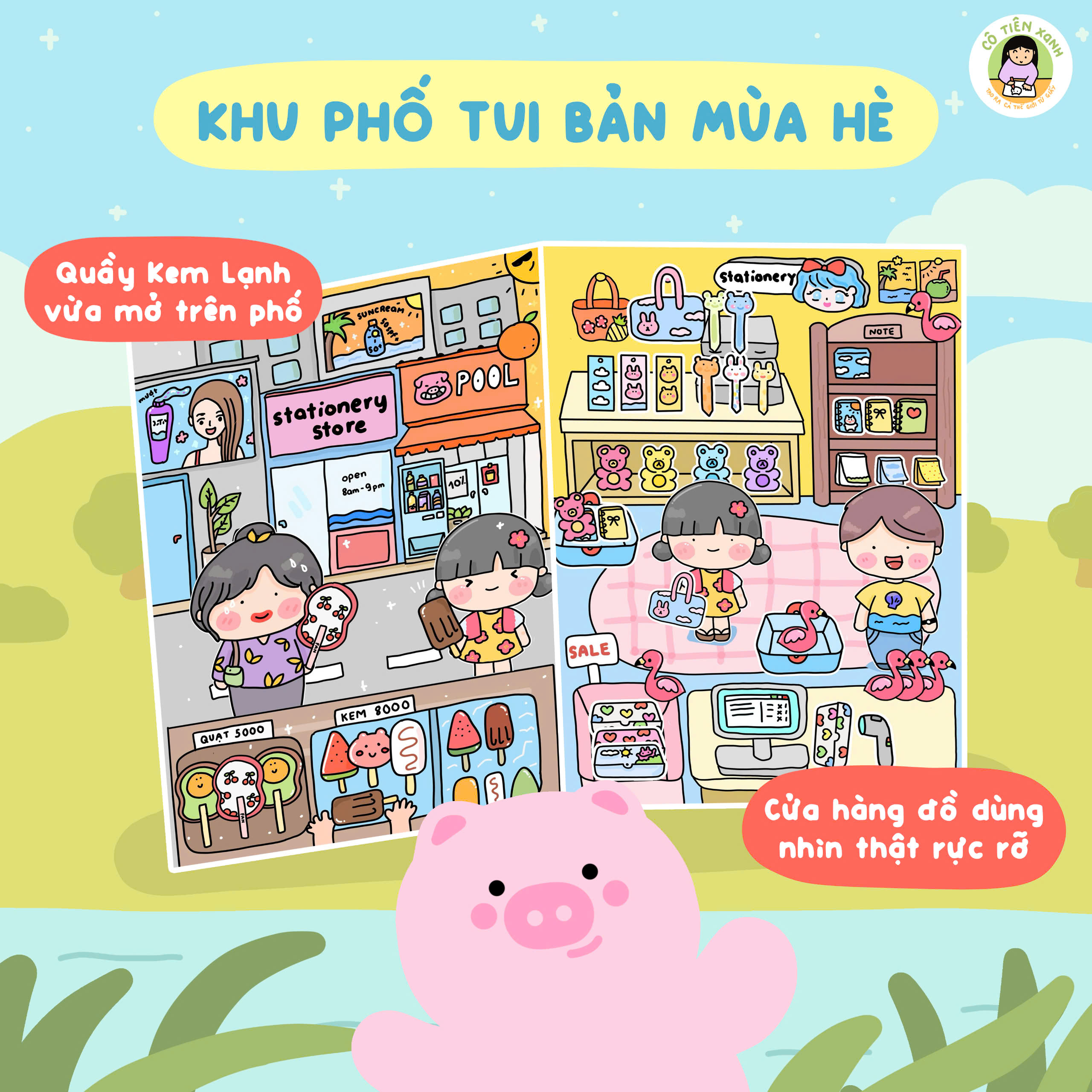 [Chính hãng] Khu Phố Tui Bộ tranh DIY bản mùa hè kèm túi quà Cô Tiên Xanh