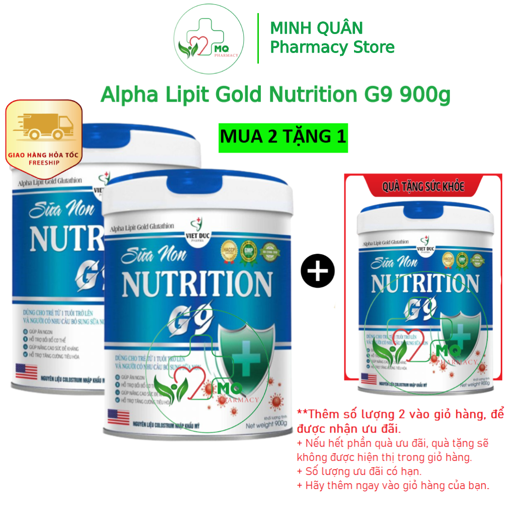 [Mua 2 tặng 1] Sữa non ALPHA LIPIT GOLD NUTRITION G9 900g - FreeShip Max - Minh Quân Pharmacy Store