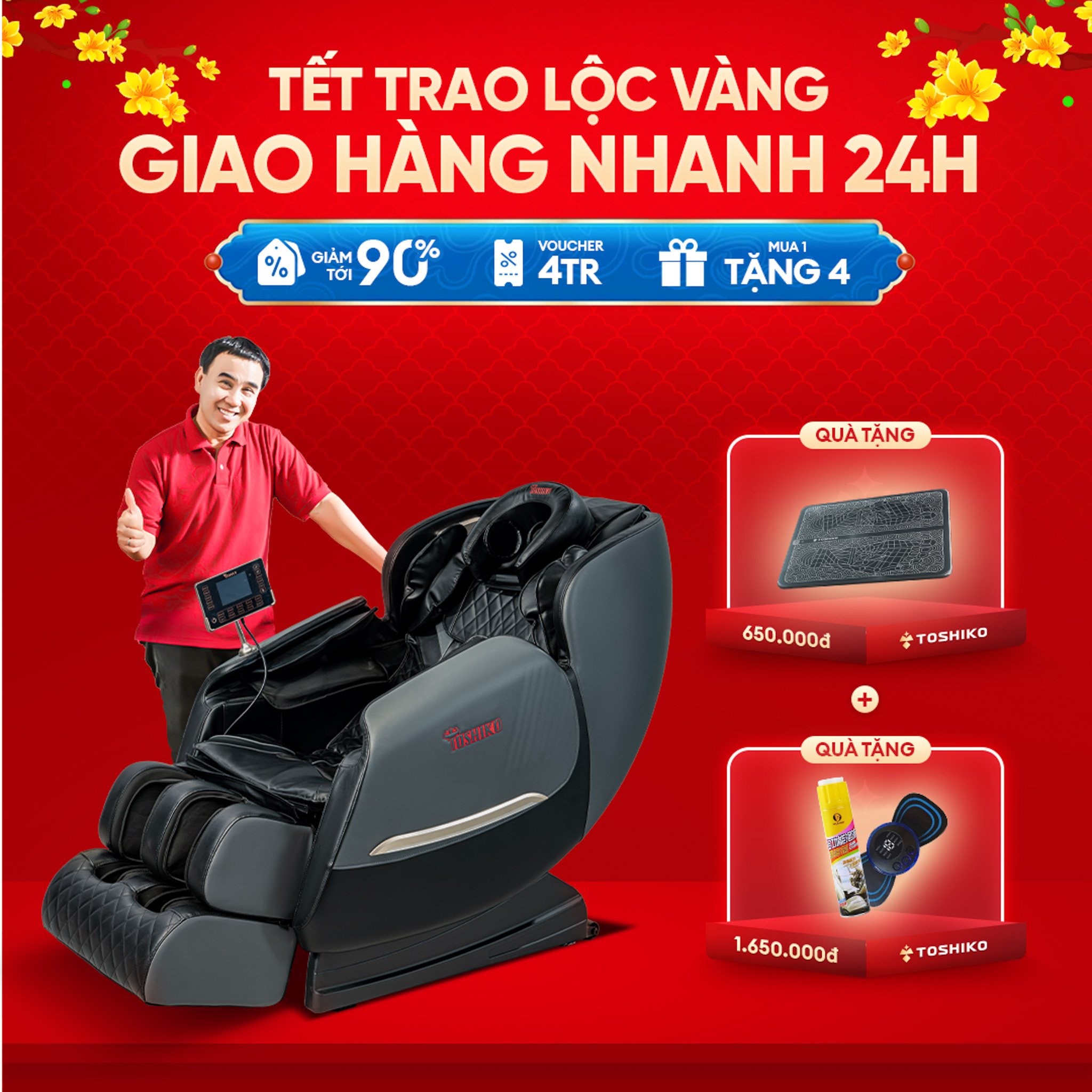 Ghế massage toàn thân điều khiển giọng nói cảm ứng Tiếng Việt Cao Cấp Nhật Bản Toshiko T9 sở hữu con