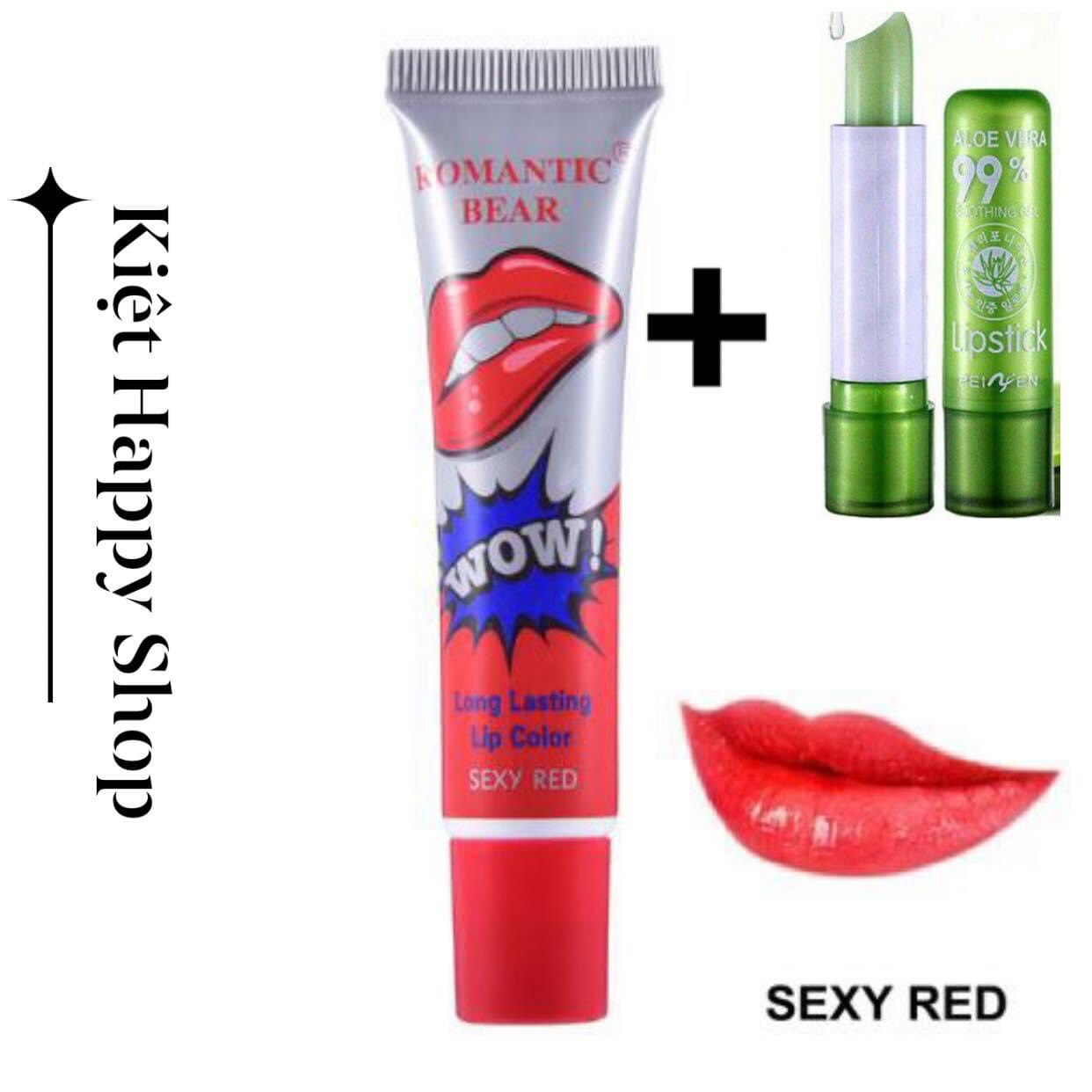 [💋 HOTHOT 💋  ] Combo Son Xăm Hàn Quốc và Son dưỡng Aloe Vera