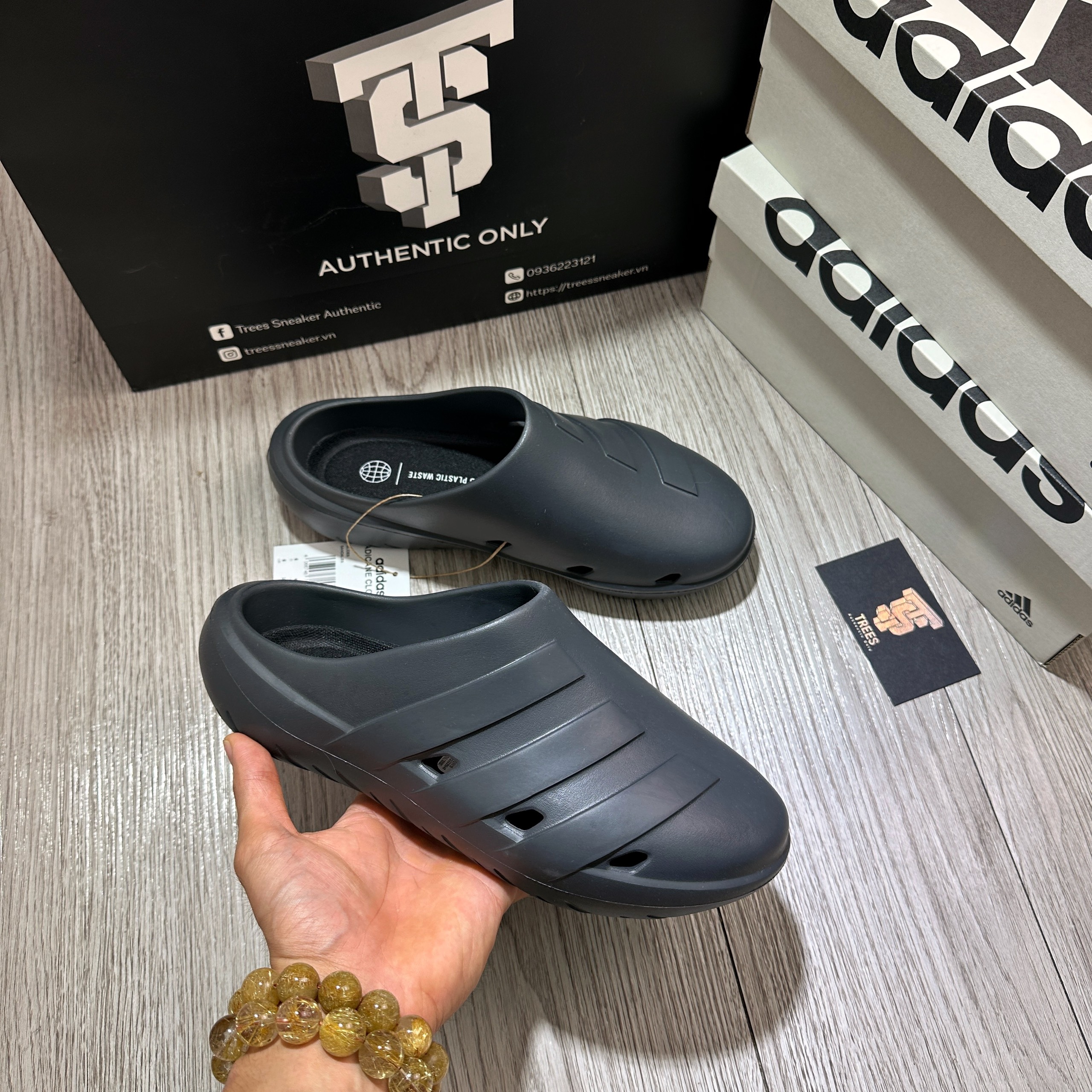 [CHÍNH HÃNG] Dép ADIDAS ADICANE CLOGS SLIDES BLACK HQ9918 Full Box Tag Auth