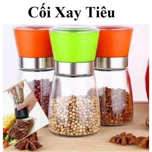 Lọ xay tiêu Cối xay tiêu cầm tay thủy tinh nắp chắc chắc tiện dụng và thông minh Dụng cụ xay tiêu th