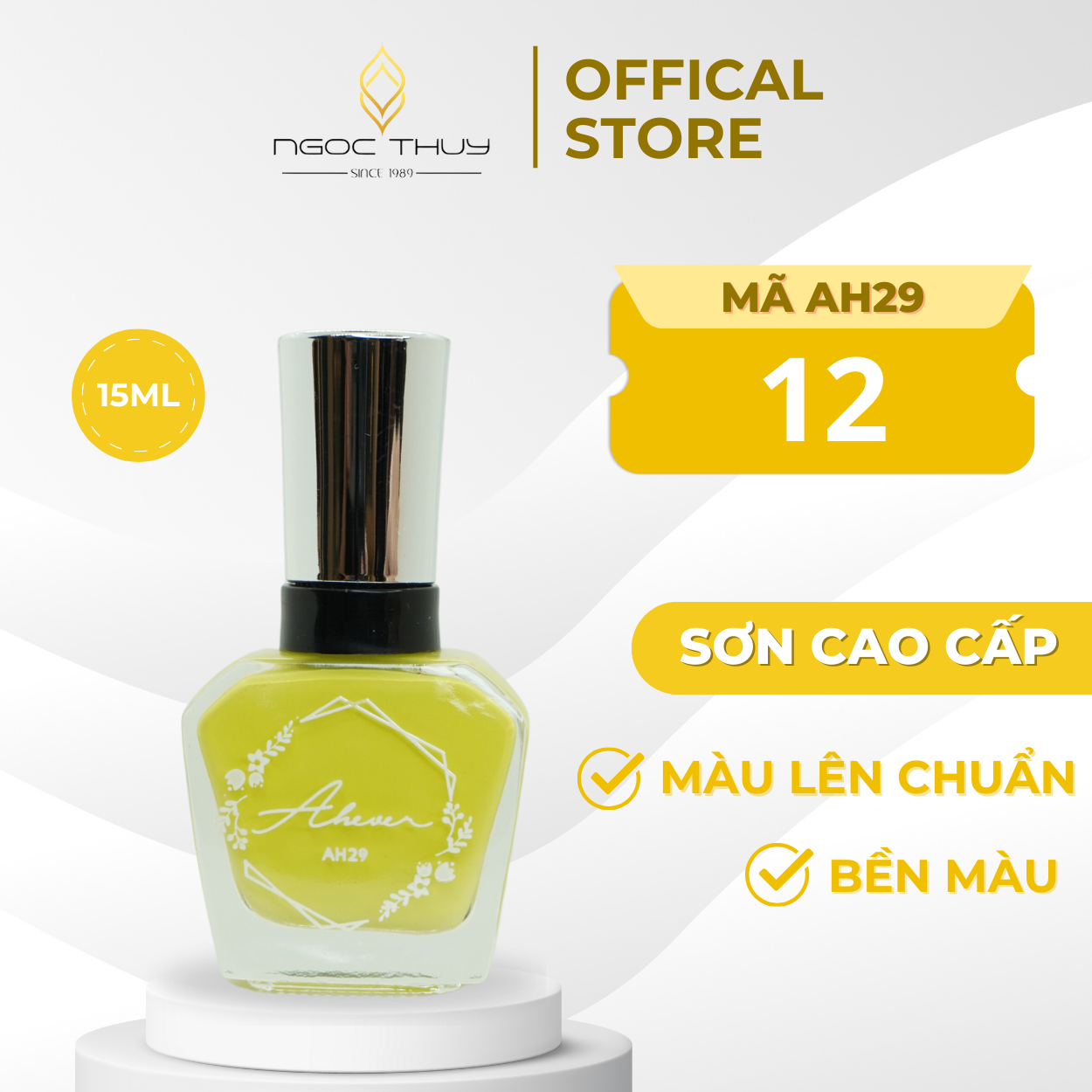 TONE Xanh Lá - Sơn Móng Tay Sơn Cao Cấp Ngọc Thuỷ Nail - 15ml - Mã AH29