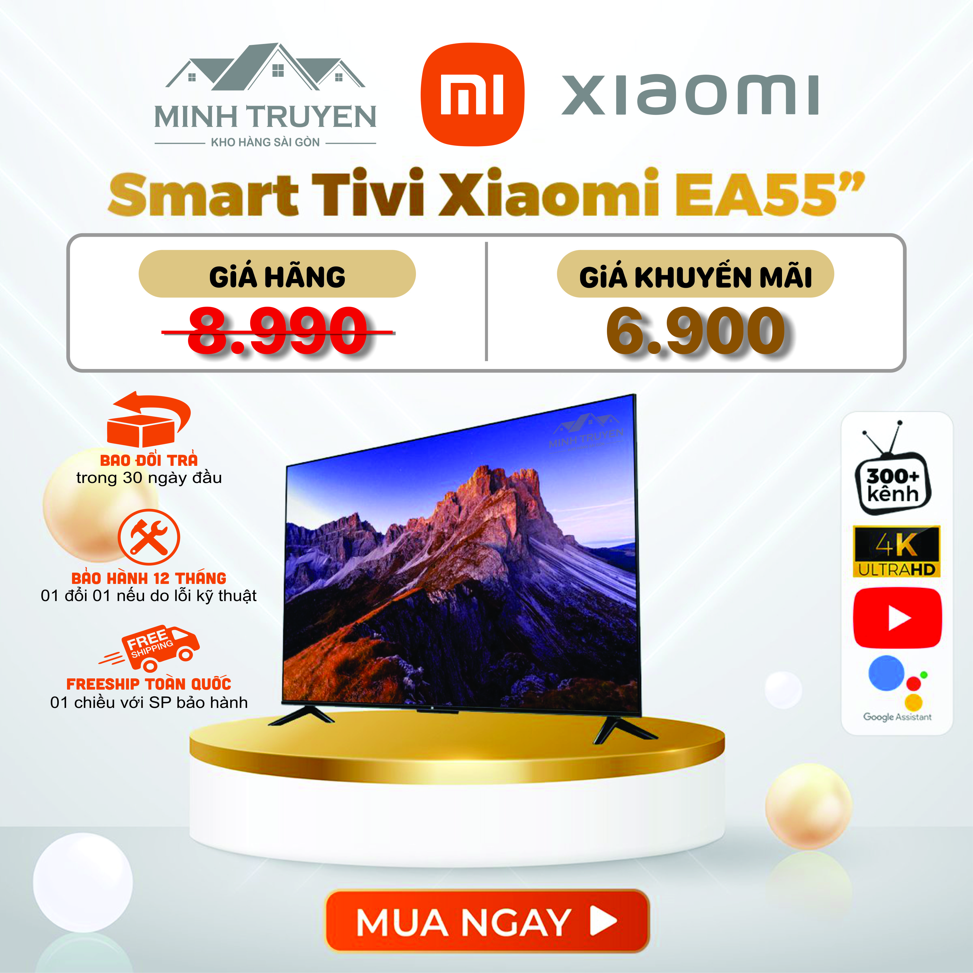 Smart Tivi Xiaomi 55 inch EA55 2022 Series ( 1.5Gb + 8Gb)/ 60Hz  - CHÍNH HÃNG 100%