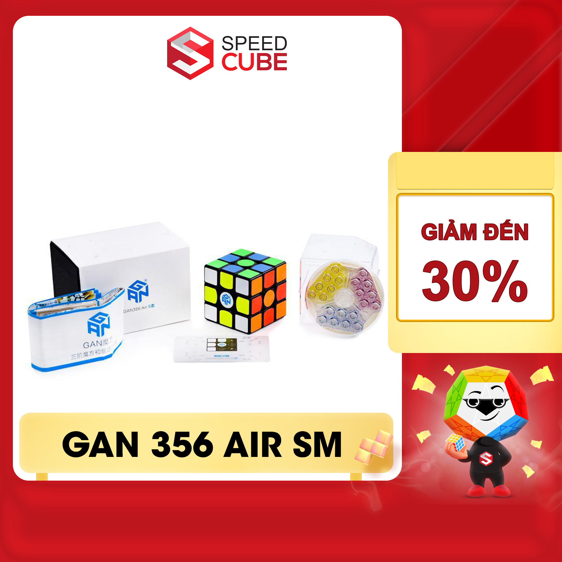 Rubik 3x3 Gan 356 Air SM Viền Đen Có Nam Châm - Shop Speed Cube