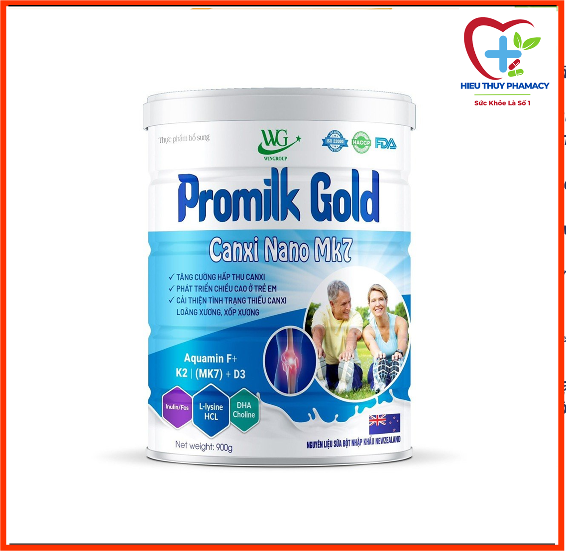 Hộp 900g Sữa Promilk Gold Canxi Nano Mk7 Tăng Cường Hấp Thụ Canxi Phát Triển Chiều Cao Ở Trẻ Em Cải Thiện Tình Trạng Thiếu Canxi Loãng Xương  Xốp Xương- Hiếu Thủy phamacy