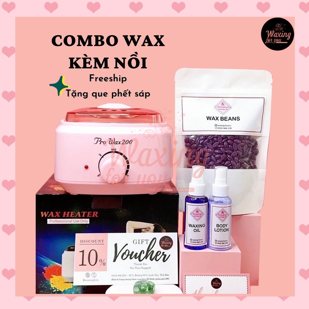 Combo Wax Lông Nóng Jax Wax❤️Freeship❤️ Kèm Nồi Nấu Sáp