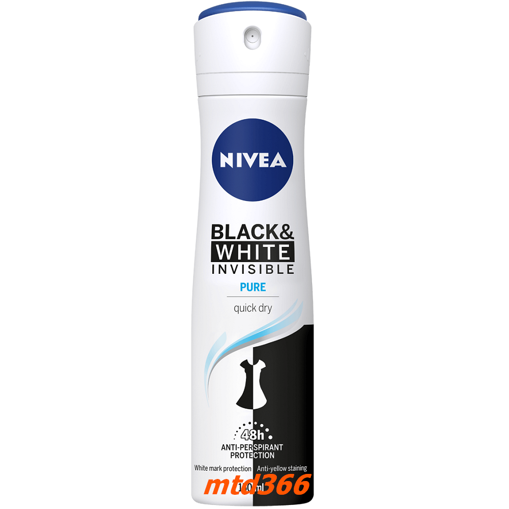 Xịt Khử Mùi Cho Nữ 150Ml Nivea Ngăn Vệt Ố Vàng Black & White