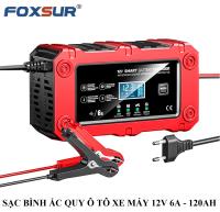 Sạc bình ắc quy 12V 6A 120AH FOXSUR MỚI có khử sunfat tự ngắt khi đầy chống ngược cực HÀNG CHÍNH HÃNG sạc bình ắc quy ô tô sạc bình ắc quy xe máy nguồn sạc bình ắc quy sac binh acquy may sac binh ac quy sac binh acquy 12v