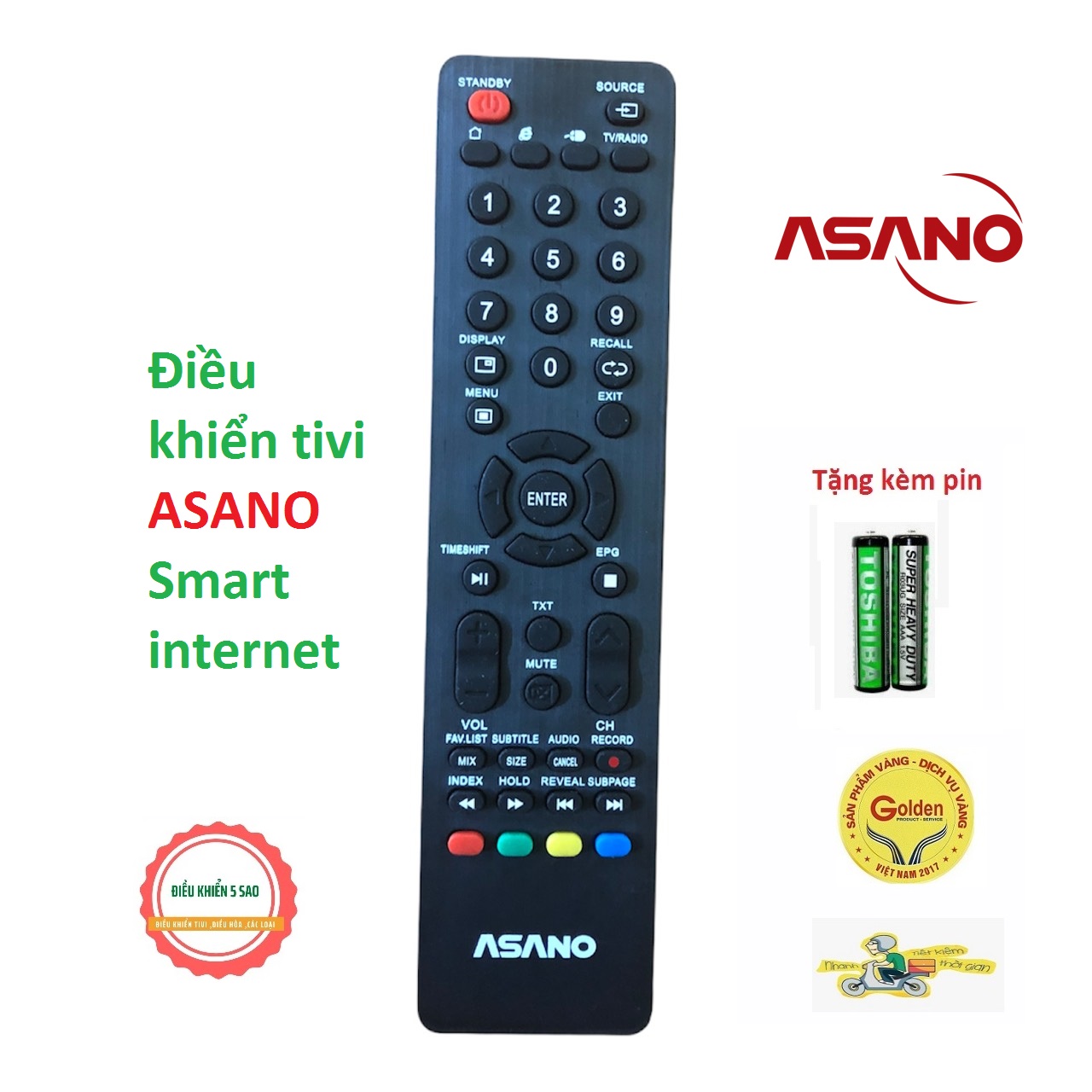 Điều khiển tivi ASANO smart internet thay thế khiển zin theo máy - tặng kèm pin chính hãng -Remote t