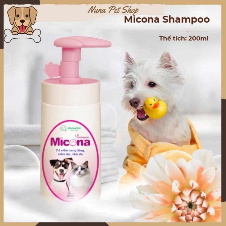 Sữa tắm cho chó mèo viêm nang lông viêm da nấm da Micona 200ml